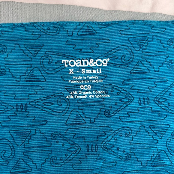 Toad&Co turquoise patterned v neck dress - Picture 2 of 4